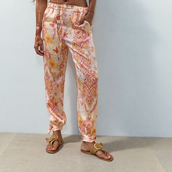 Zara Multicolored Printed Floral Pants New - Picture 7 of 7